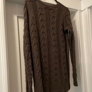Loft, Gray, Cable knit sweater, Size Medium